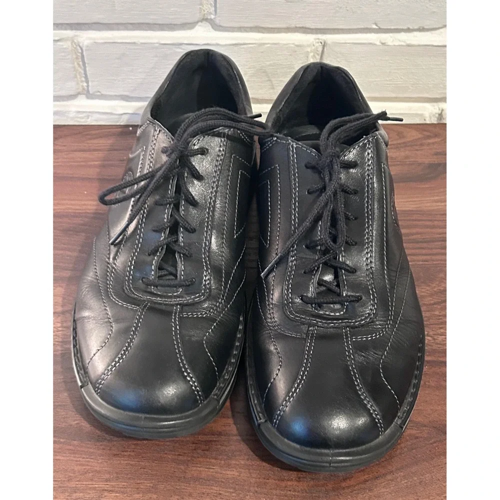 ECCO Light Shock Point Mens Black Leather‎ Lace Up Oxford Shoes EU 44 US 10-10.5